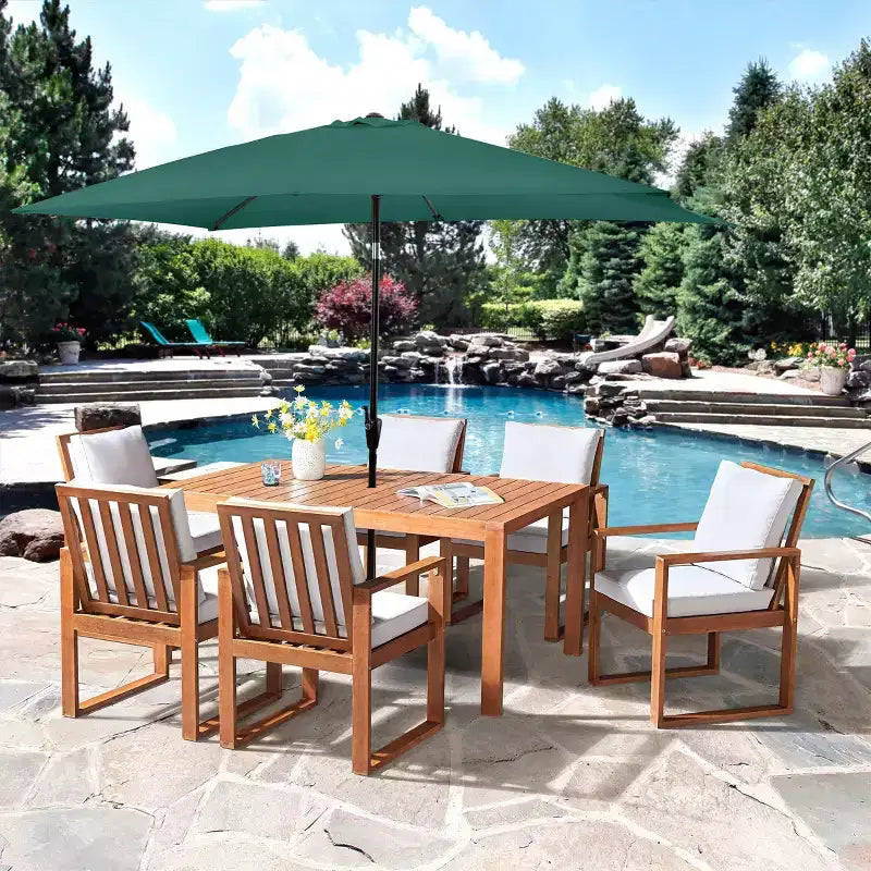 Ensemble de salle à manger d'extérieur 8 pièces Alaterre Furniture, table Weston avec parasol rectangulaire de 3 m