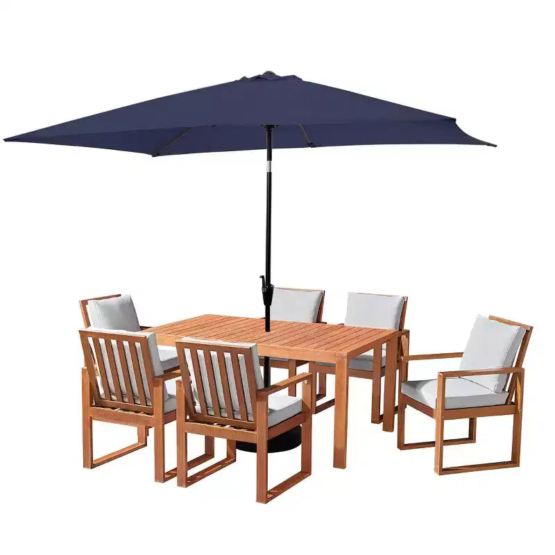 Alaterre Furniture 8pc Outdoor Patio Dining Set, Weston Table with 10' Rectangular Umbrella
