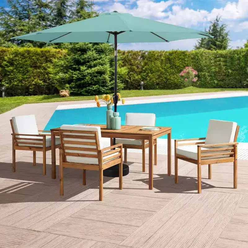 Ensemble de salle à manger d'extérieur 6 pièces Alaterre Furniture, table Okemo avec parasol inclinable automatique de 3 m
