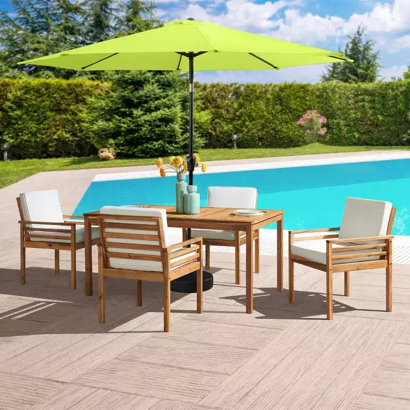Ensemble de salle à manger d'extérieur 6 pièces Alaterre Furniture, table Okemo avec parasol inclinable automatique de 3 m