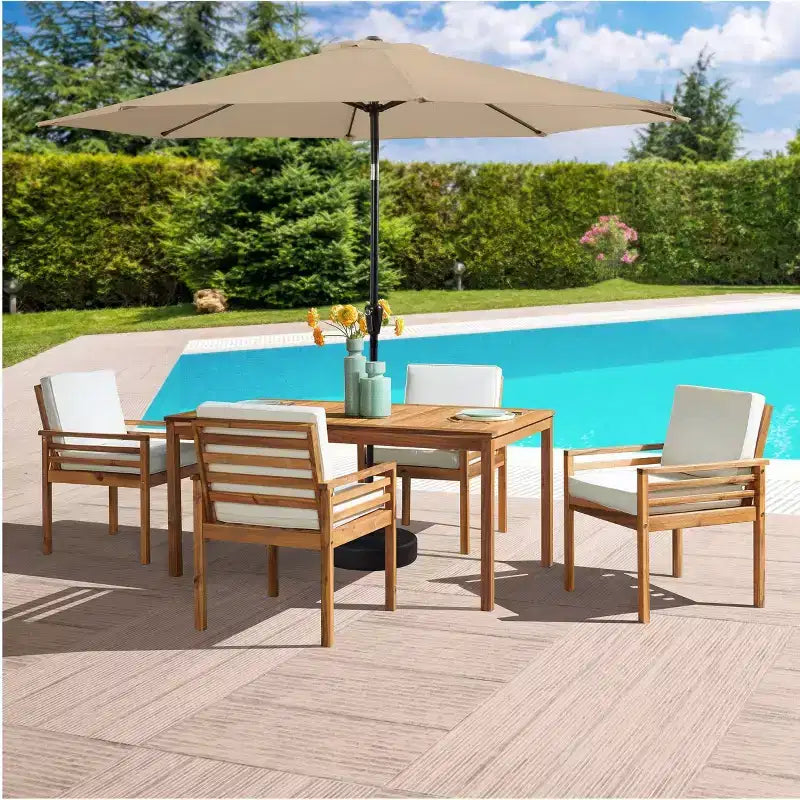 Ensemble de salle à manger d'extérieur 6 pièces Alaterre Furniture, table Okemo avec parasol inclinable automatique de 3 m