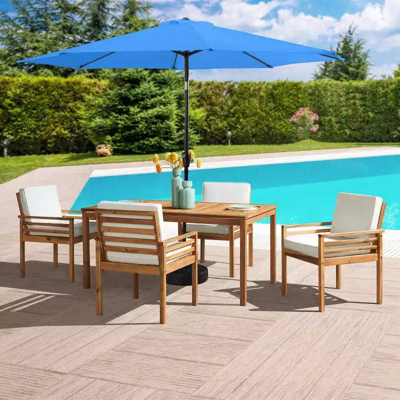 Ensemble de salle à manger d'extérieur 6 pièces Alaterre Furniture, table Okemo avec parasol inclinable automatique de 3 m