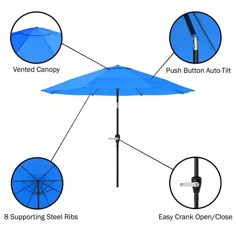 Ensemble de salle à manger d'extérieur 6 pièces Alaterre Furniture, table Okemo avec parasol inclinable automatique de 3 m