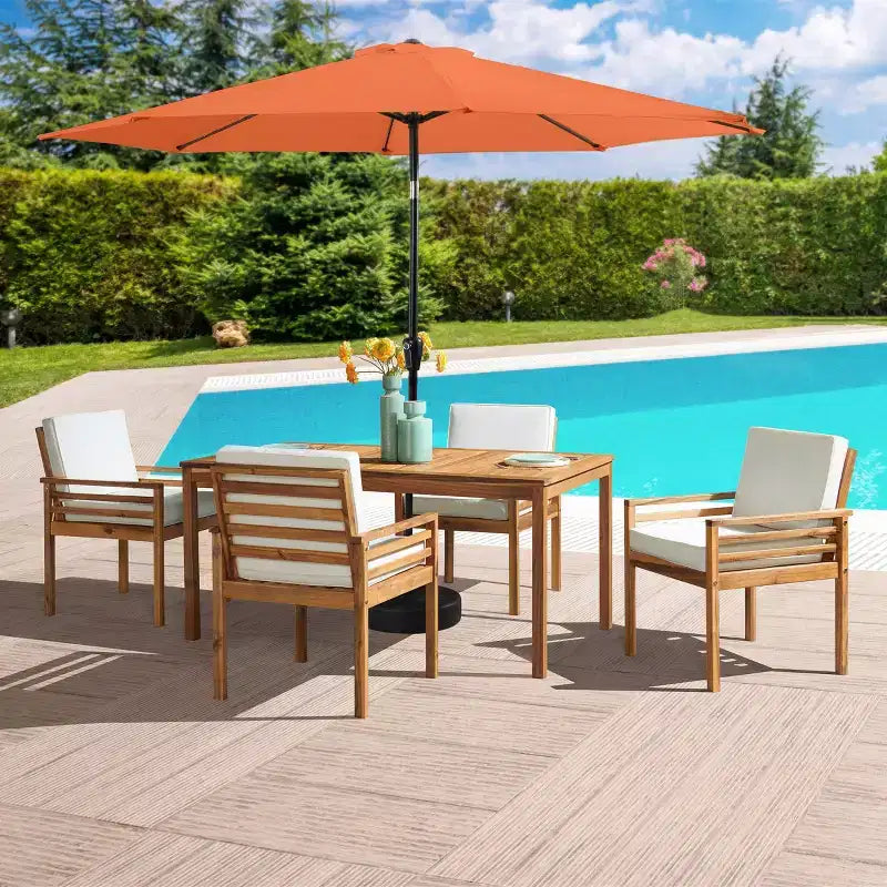 Ensemble de salle à manger d'extérieur 6 pièces Alaterre Furniture, table Okemo avec parasol inclinable automatique de 3 m