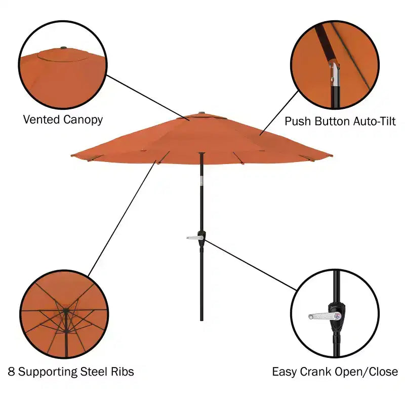 Ensemble de salle à manger d'extérieur 6 pièces Alaterre Furniture, table Okemo avec parasol inclinable automatique de 3 m
