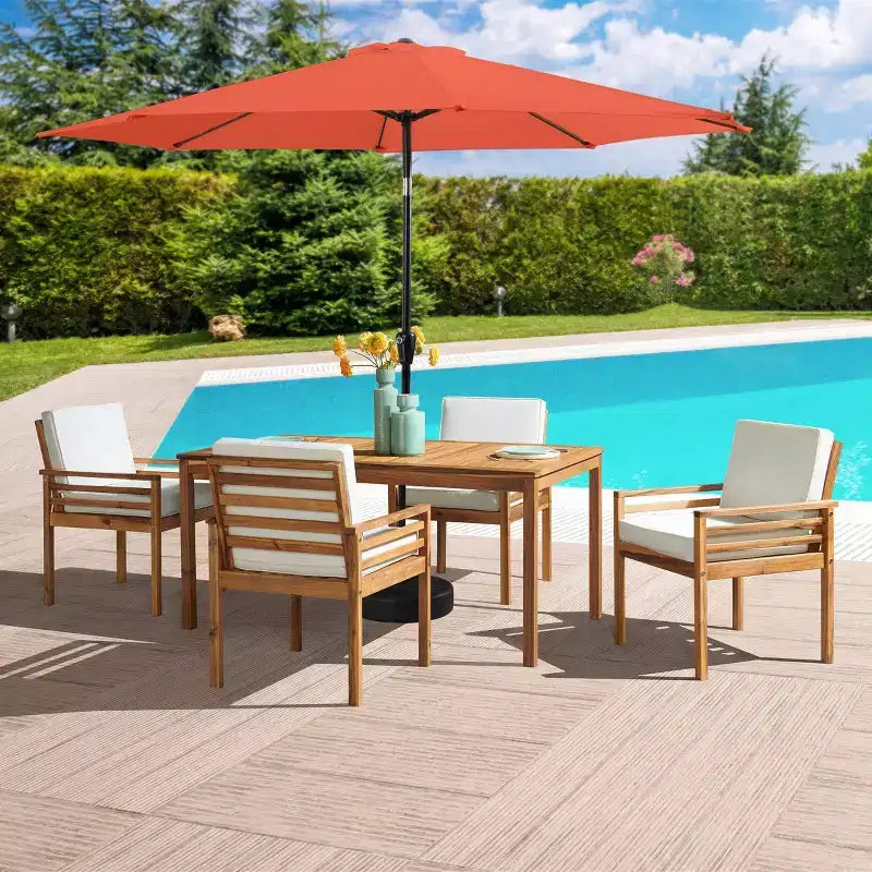 Ensemble de salle à manger d'extérieur 6 pièces Alaterre Furniture, table Okemo avec parasol inclinable automatique de 3 m