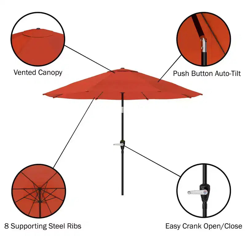 Ensemble de salle à manger d'extérieur 6 pièces Alaterre Furniture, table Okemo avec parasol inclinable automatique de 3 m