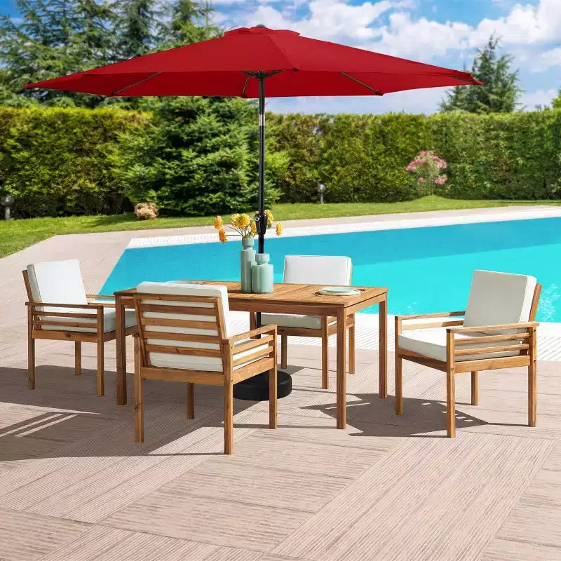 Ensemble de salle à manger d'extérieur 6 pièces Alaterre Furniture, table Okemo avec parasol inclinable automatique de 3 m