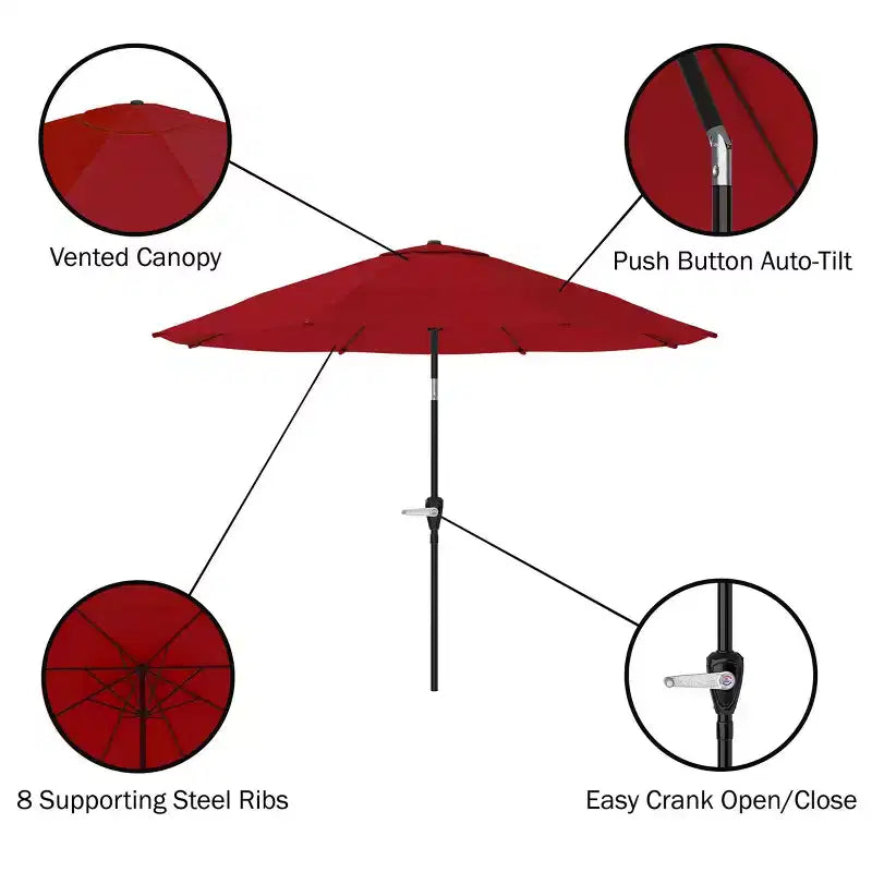 Ensemble de salle à manger d'extérieur 6 pièces Alaterre Furniture, table Okemo avec parasol inclinable automatique de 3 m
