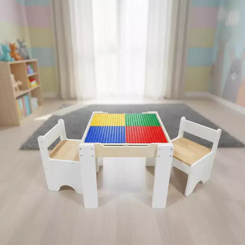 Teamson Kids Multi-Activity Table with Reversible Tabletop & Chairs Set