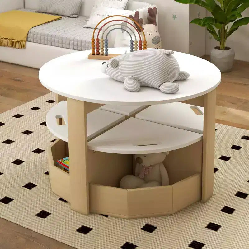 Ensemble Table et Chaises Qaba pour Enfants, Ensemble de 5 Pièces avec Rangement pour Table et Chaises pour Tout-Petits, Idéal pour l'Art, l'Artisanat, le Dessin, la Salle de Jeux, la Salle de Classe, la Crèche