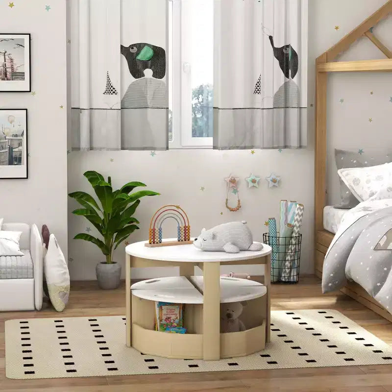 Ensemble Table et Chaises Qaba pour Enfants, Ensemble de 5 Pièces avec Rangement pour Table et Chaises pour Tout-Petits, Idéal pour l'Art, l'Artisanat, le Dessin, la Salle de Jeux, la Salle de Classe, la Crèche