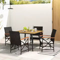 Costway 5 PCS Patio PE Wicker Dining Set Table and Chairs with Cushions 1.9 Umbrella Hole