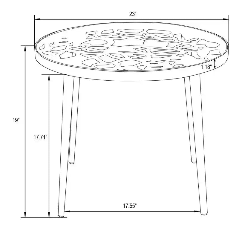 LeisureMod Devon Ensemble de salle à manger d'extérieur 3 pièces en aluminium avec table en verre trempé et 2 chaises empilables motif fleur