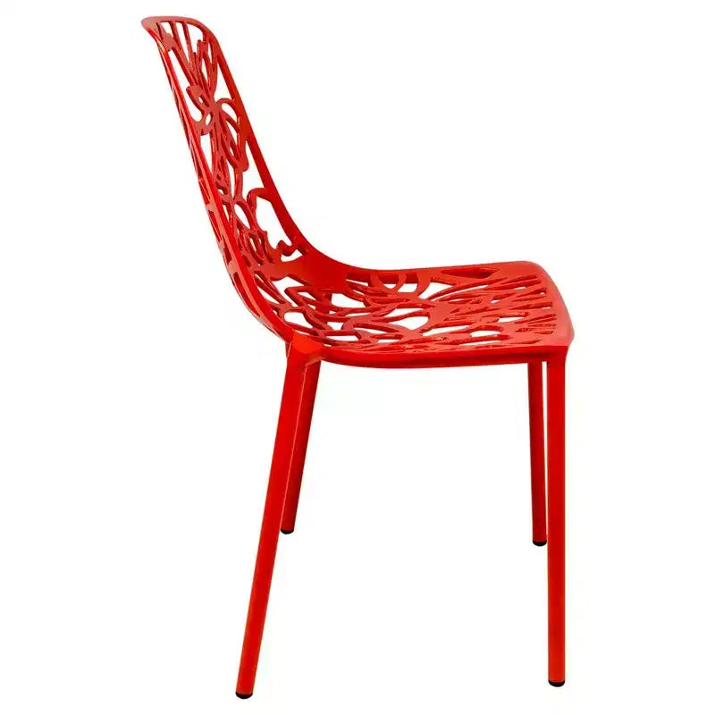 LeisureMod Devon Ensemble de salle à manger d'extérieur 3 pièces en aluminium avec table en verre trempé et 2 chaises empilables motif fleur
