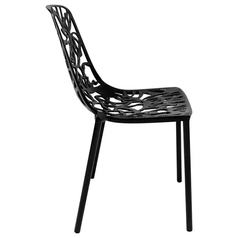 LeisureMod Devon Ensemble de salle à manger d'extérieur 3 pièces en aluminium avec table en verre trempé et 2 chaises empilables motif fleur