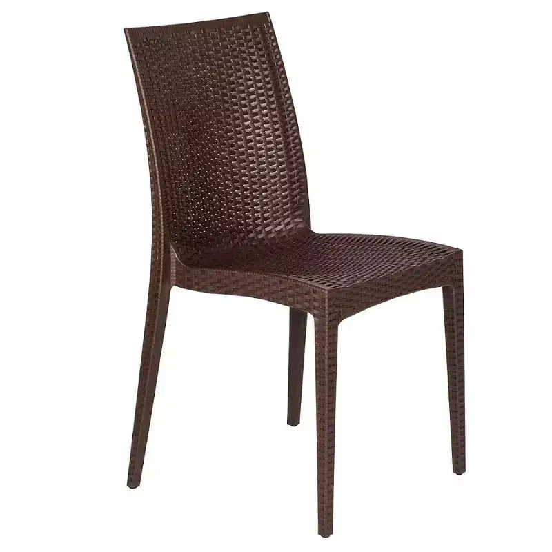 Ensemble de salle à manger d'extérieur rectangulaire 7 pièces LeisureMod Mace Mid-Century avec 4 chaises d'appoint et 2 fauteuils