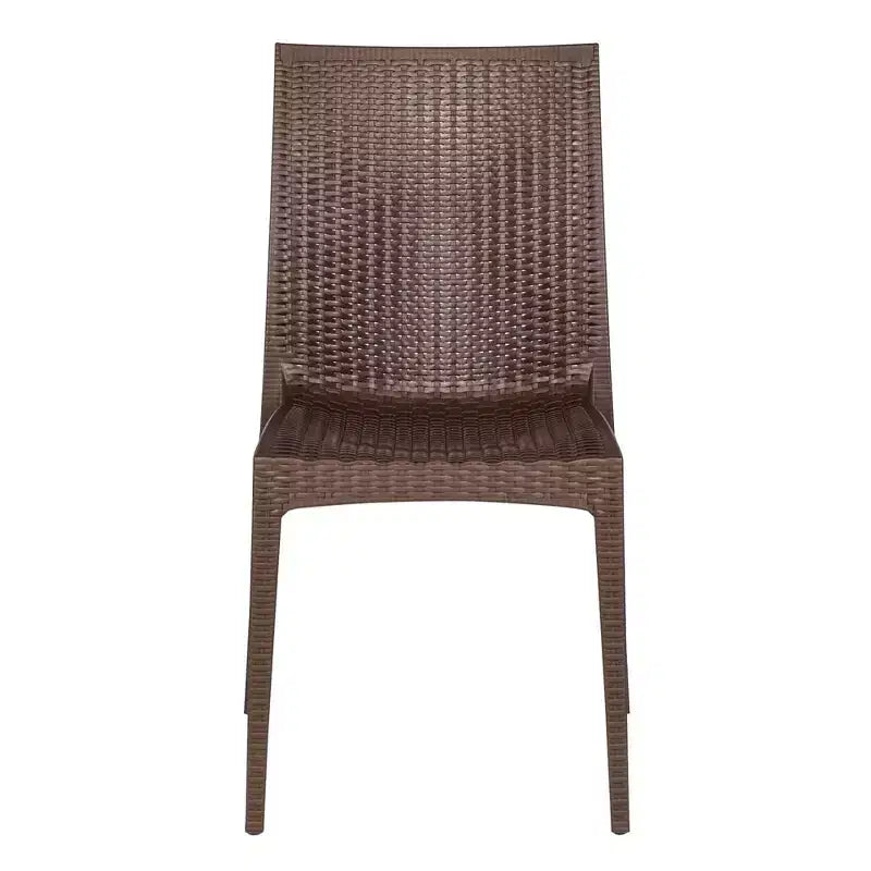 Ensemble de salle à manger d'extérieur rectangulaire 7 pièces LeisureMod Mace Mid-Century avec 4 chaises d'appoint et 2 fauteuils