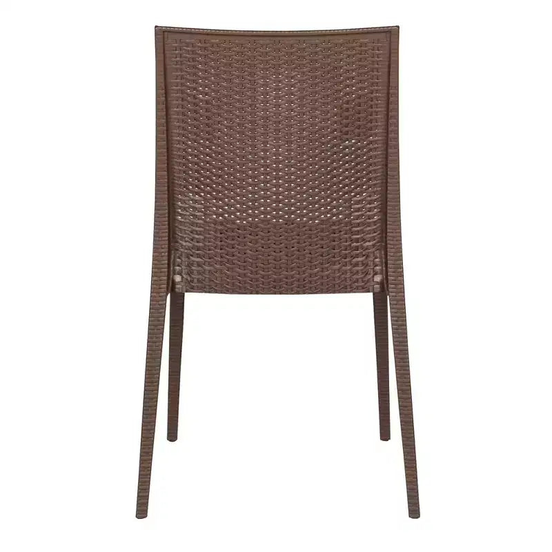 Ensemble de salle à manger d'extérieur rectangulaire 7 pièces LeisureMod Mace Mid-Century avec 4 chaises d'appoint et 2 fauteuils