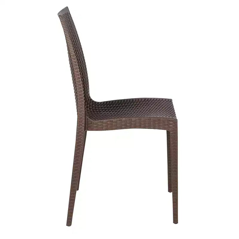 Ensemble de salle à manger d'extérieur rectangulaire 7 pièces LeisureMod Mace Mid-Century avec 4 chaises d'appoint et 2 fauteuils
