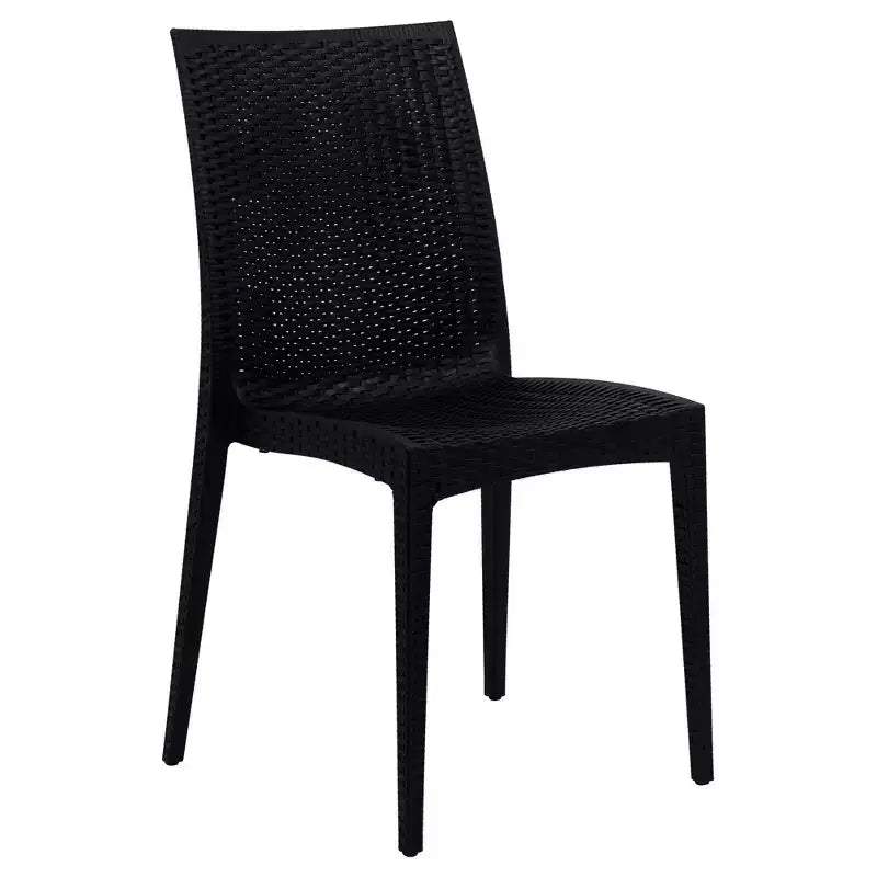 Ensemble de salle à manger d'extérieur rectangulaire 7 pièces LeisureMod Mace Mid-Century avec 4 chaises d'appoint et 2 fauteuils