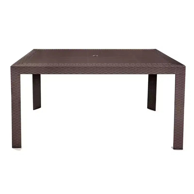 Ensemble de salle à manger d'extérieur rectangulaire 7 pièces LeisureMod Mace Mid-Century avec 4 chaises d'appoint et 2 fauteuils