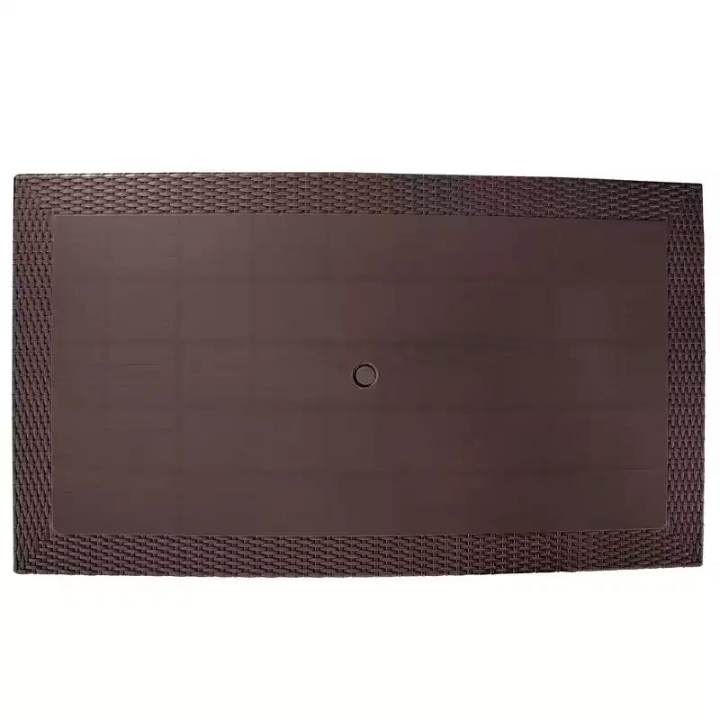 Ensemble de salle à manger d'extérieur rectangulaire 7 pièces LeisureMod Mace Mid-Century avec 4 chaises d'appoint et 2 fauteuils