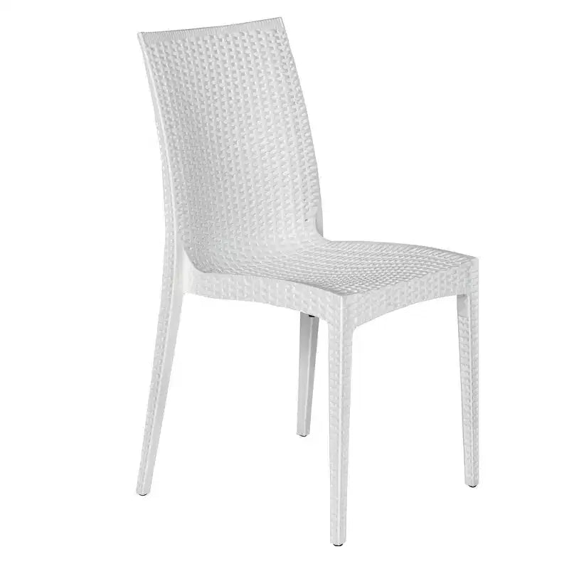 Ensemble de salle à manger d'extérieur rectangulaire 7 pièces LeisureMod Mace Mid-Century avec 4 chaises d'appoint et 2 fauteuils