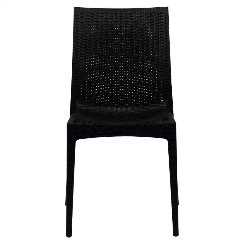 Ensemble de salle à manger d'extérieur rectangulaire 7 pièces LeisureMod Mace Mid-Century avec 4 chaises d'appoint et 2 fauteuils