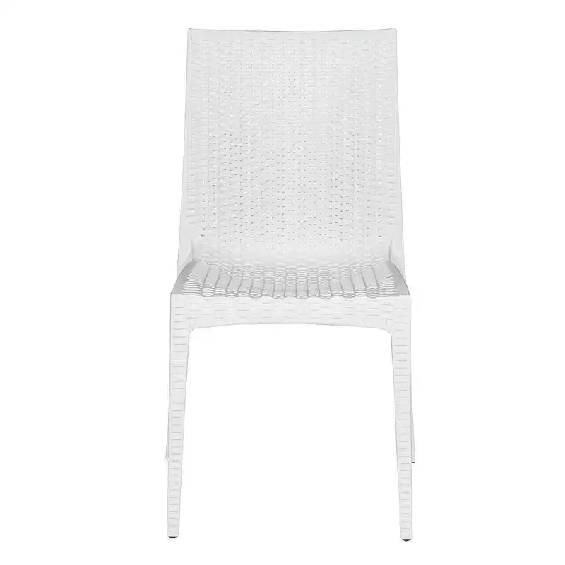 Ensemble de salle à manger d'extérieur rectangulaire 7 pièces LeisureMod Mace Mid-Century avec 4 chaises d'appoint et 2 fauteuils