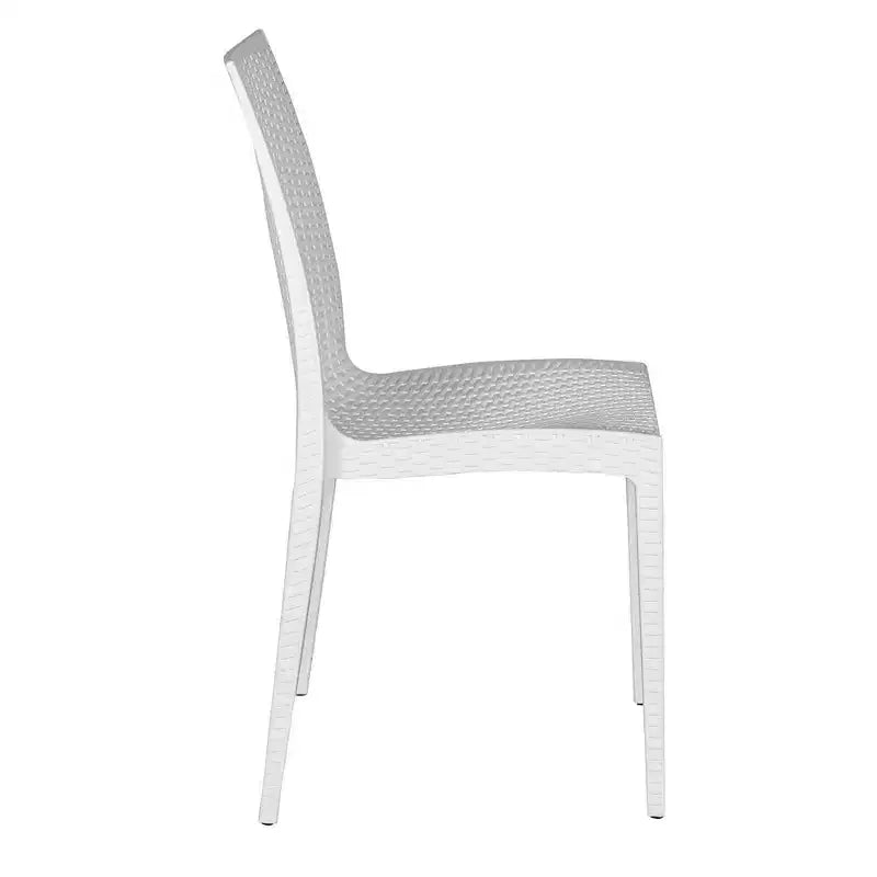 Ensemble de salle à manger d'extérieur rectangulaire 7 pièces LeisureMod Mace Mid-Century avec 4 chaises d'appoint et 2 fauteuils