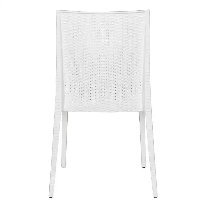 Ensemble de salle à manger d'extérieur rectangulaire 7 pièces LeisureMod Mace Mid-Century avec 4 chaises d'appoint et 2 fauteuils