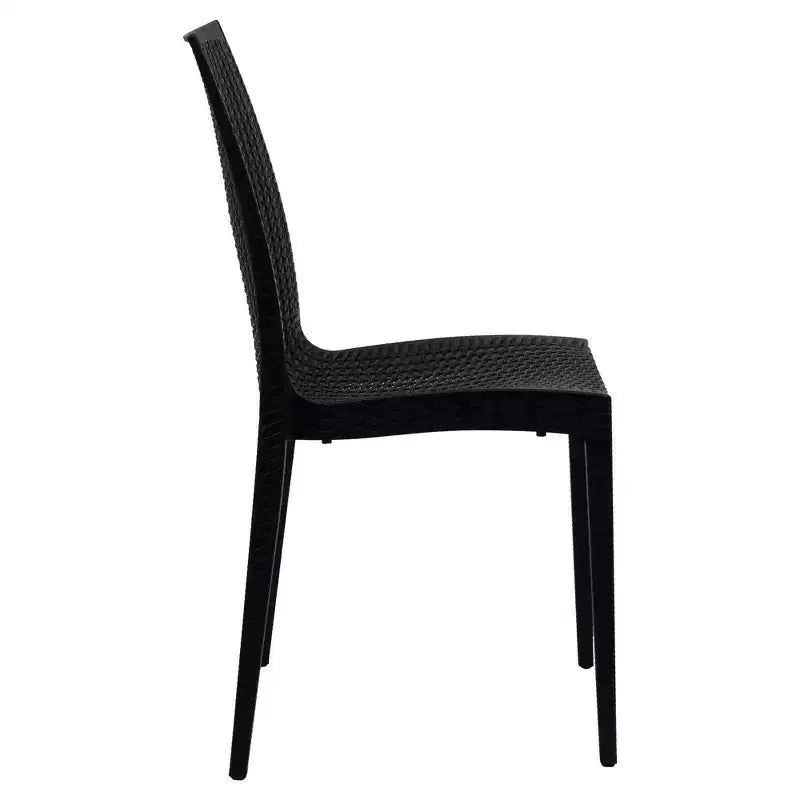 Ensemble de salle à manger d'extérieur rectangulaire 7 pièces LeisureMod Mace Mid-Century avec 4 chaises d'appoint et 2 fauteuils