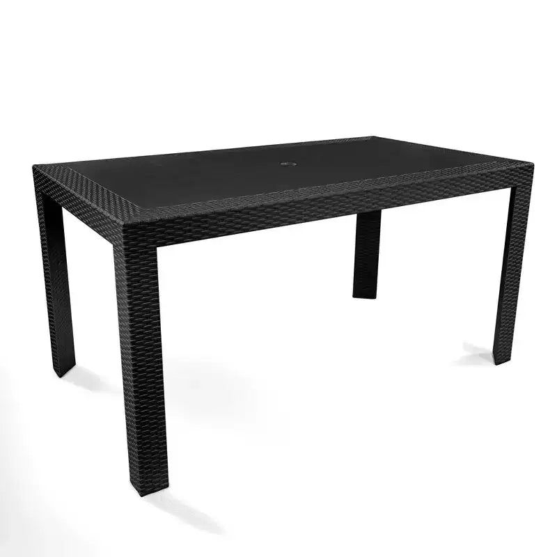 Ensemble de salle à manger d'extérieur rectangulaire 7 pièces LeisureMod Mace Mid-Century avec 4 chaises d'appoint et 2 fauteuils