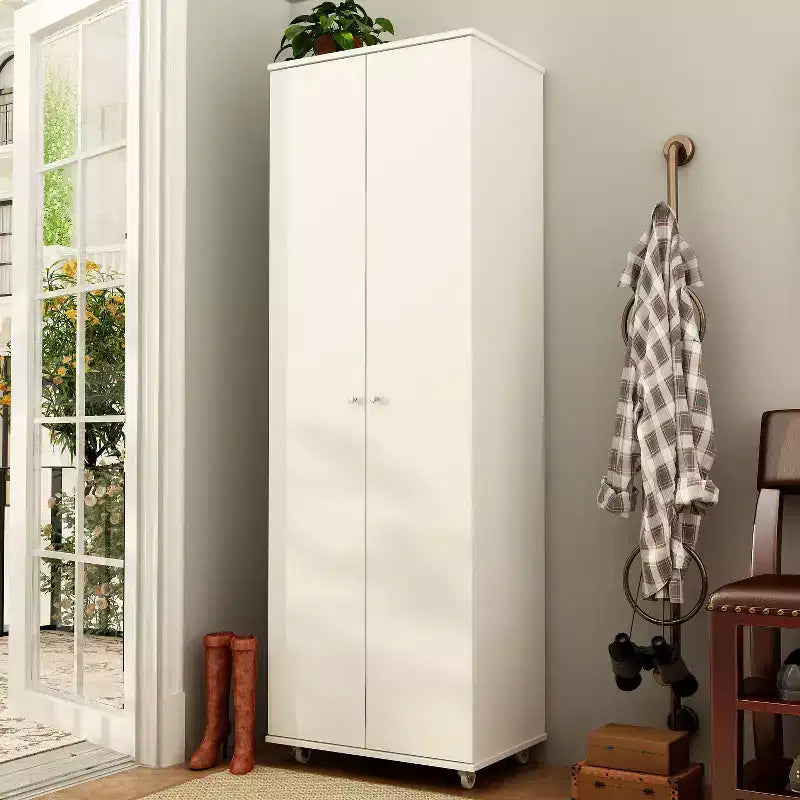 Meuble à chaussures haut d'entrée à 2 portes avec 8 étagères