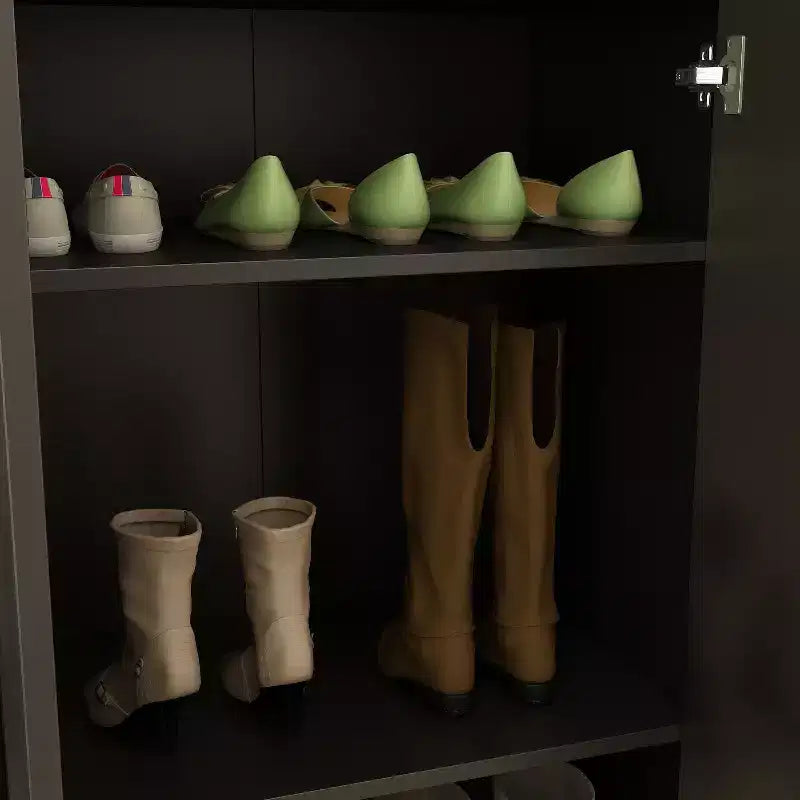 Meuble à chaussures haut d'entrée à 2 portes avec 8 étagères