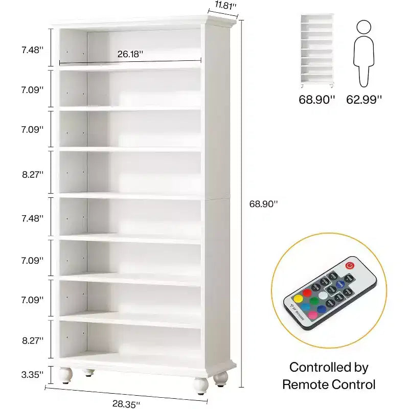 Meuble de rangement pour chaussures 9 niveaux 30 paires avec LED et pieds en bois massif