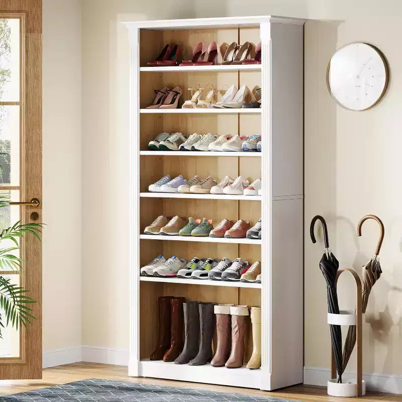 Étagère à chaussures autoportante en bois à 8 niveaux