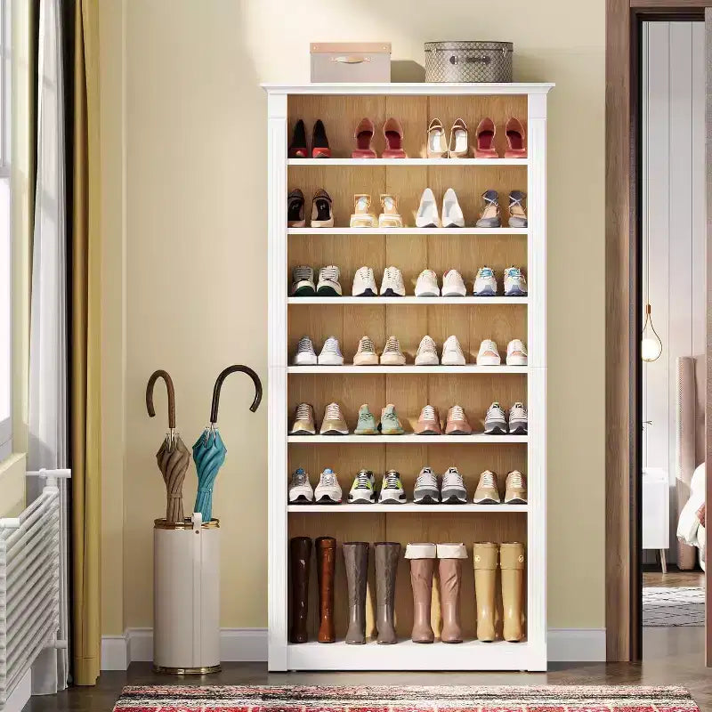 Étagère à chaussures autoportante en bois à 8 niveaux