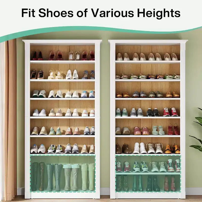 Étagère à chaussures autoportante en bois à 8 niveaux
