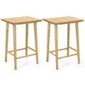 Costway 25.5 Counter Height Stool Set of 2/4 with Footrest & Solid Wood Frame Natural