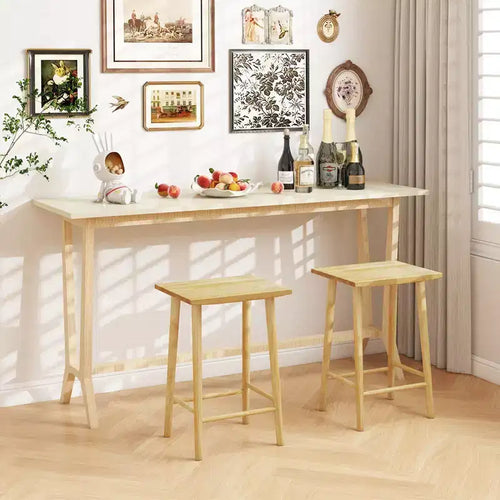Tabouret de comptoir de 25,5 po avec repose-pieds et cadre en bois massif naturel