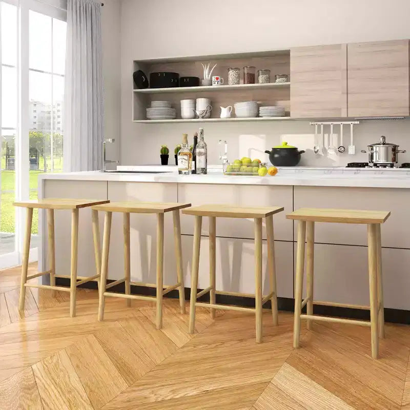 25.5 Counter Height Stool with Footrest & Solid Wood Frame Natural
