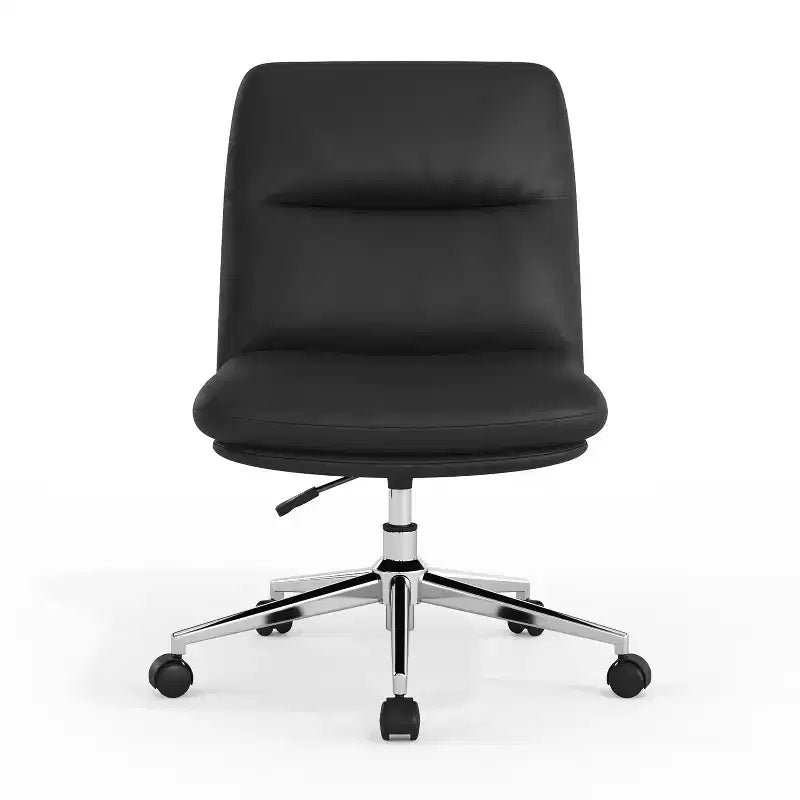 Chaise de bureau pivotante sans accoudoirs à dossier mi-haut avec roulettes, dossier/siège rembourrés et matelassés, hauteur réglable et cadre robuste