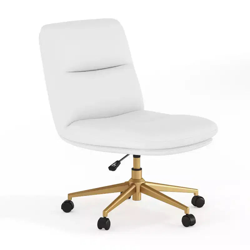 Chaise de bureau pivotante sans accoudoirs à dossier mi-haut avec roulettes, dossier/siège rembourrés et matelassés, hauteur réglable et cadre robuste
