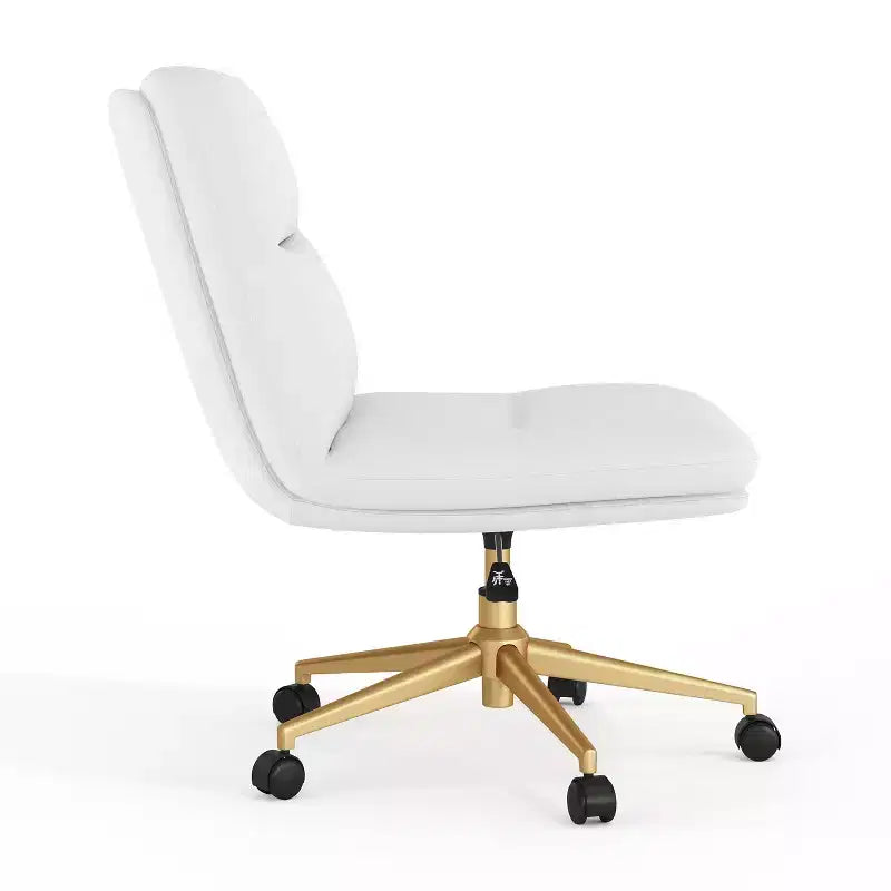 Chaise de bureau pivotante sans accoudoirs à dossier mi-haut avec roulettes, dossier/siège rembourrés et matelassés, hauteur réglable et cadre robuste