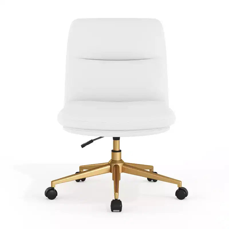 Chaise de bureau pivotante sans accoudoirs à dossier mi-haut avec roulettes, dossier/siège rembourrés et matelassés, hauteur réglable et cadre robuste