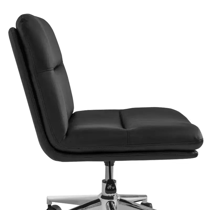 Chaise de bureau pivotante sans accoudoirs à dossier mi-haut avec roulettes, dossier/siège rembourrés et matelassés, hauteur réglable et cadre robuste