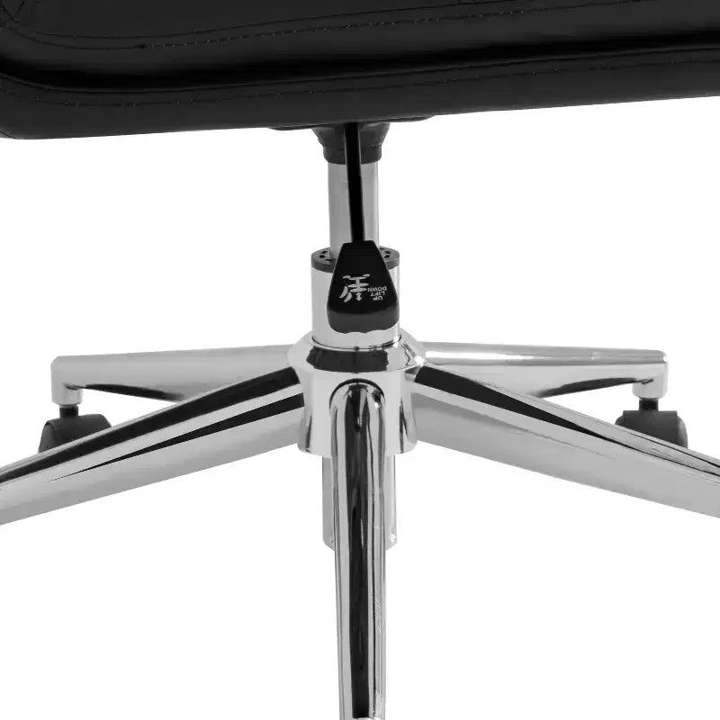 Chaise de bureau pivotante sans accoudoirs à dossier mi-haut avec roulettes, dossier/siège rembourrés et matelassés, hauteur réglable et cadre robuste