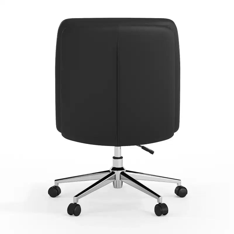 Chaise de bureau pivotante sans accoudoirs à dossier mi-haut avec roulettes, dossier/siège rembourrés et matelassés, hauteur réglable et cadre robuste